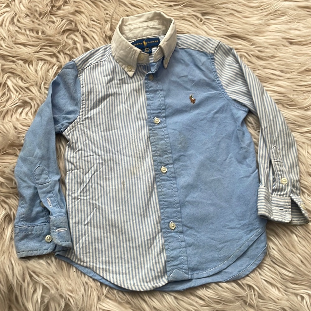 Boys Ralph Lauren button up shirt couple stains